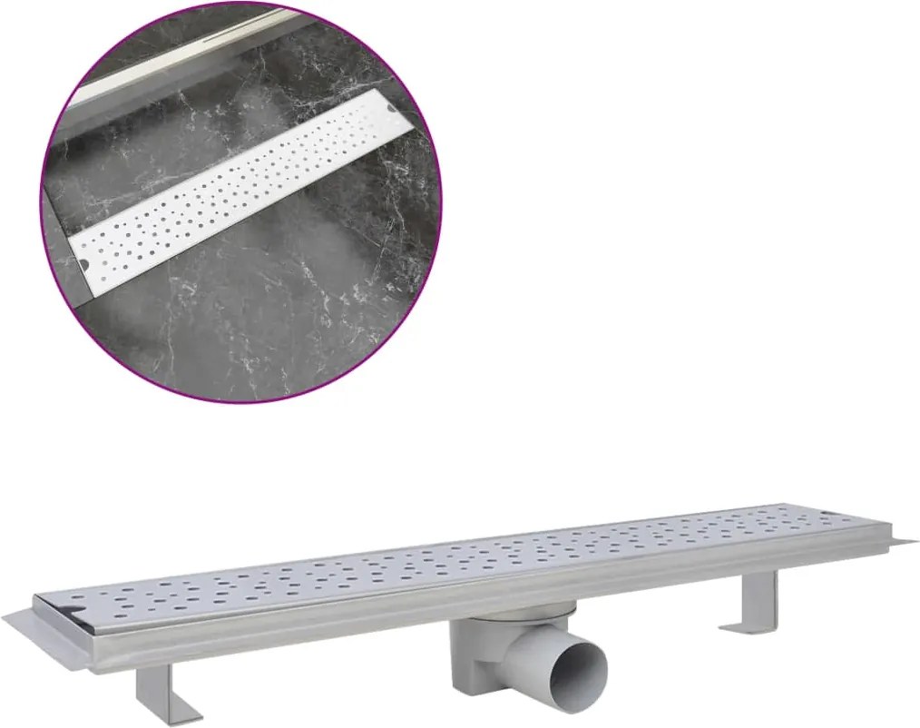 vidaXL pöttyös rozsdamentes acél zuhany lefolyóvezeték 630 x 140 mm
