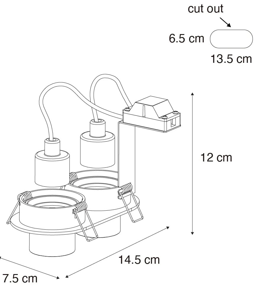 6 darabos süllyesztett spotlámpa készlet fegyverszürke GU10 35mm dönthető 2-fényű - Installa