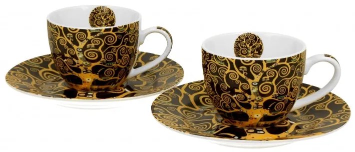 Klimt porcelán kávés csésze aljjal két személyes 110 ml Életfa