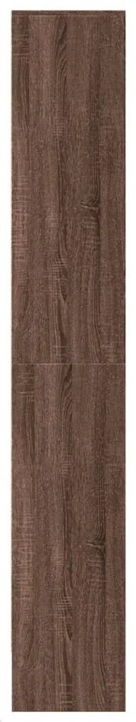 barna tölgy szerelt fa magasszekrény LED-ekkel 69x32,5x200 cm