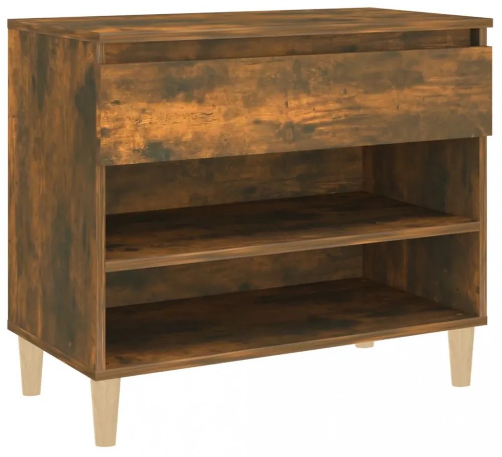 füstös tölgy színű szerelt fa cipősszekrény 70 x 36 x 60 cm