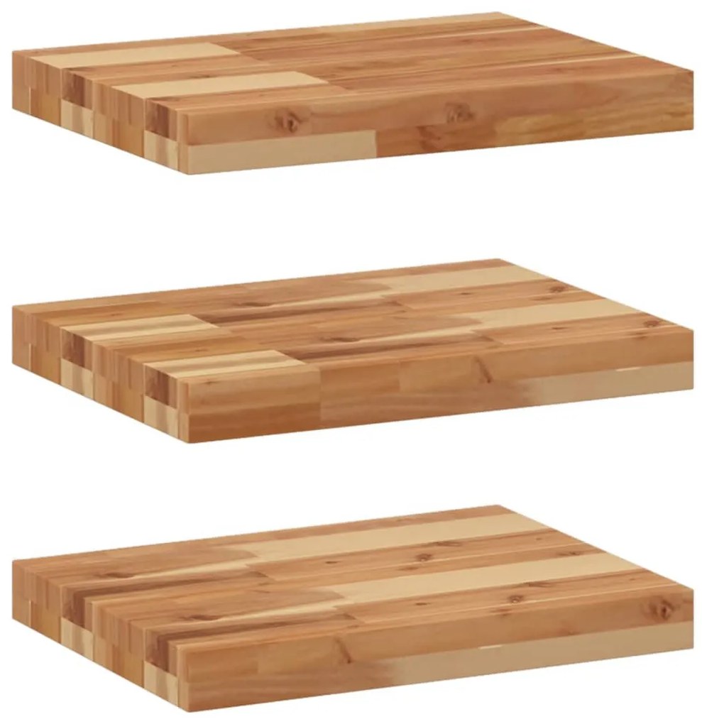 3 db olajbevonatú tömör akácfa függőpolc 60 x 20 x 4 cm