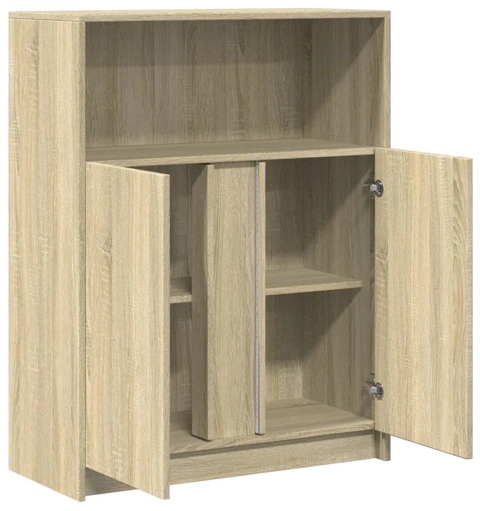 sonoma tölgy szerelt fa tálalószekrény LED-del 77 x 34 x 100 cm