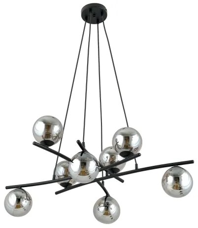 Csillár zsinóron ESSA 8xE14/10W/230V fekete/füstös