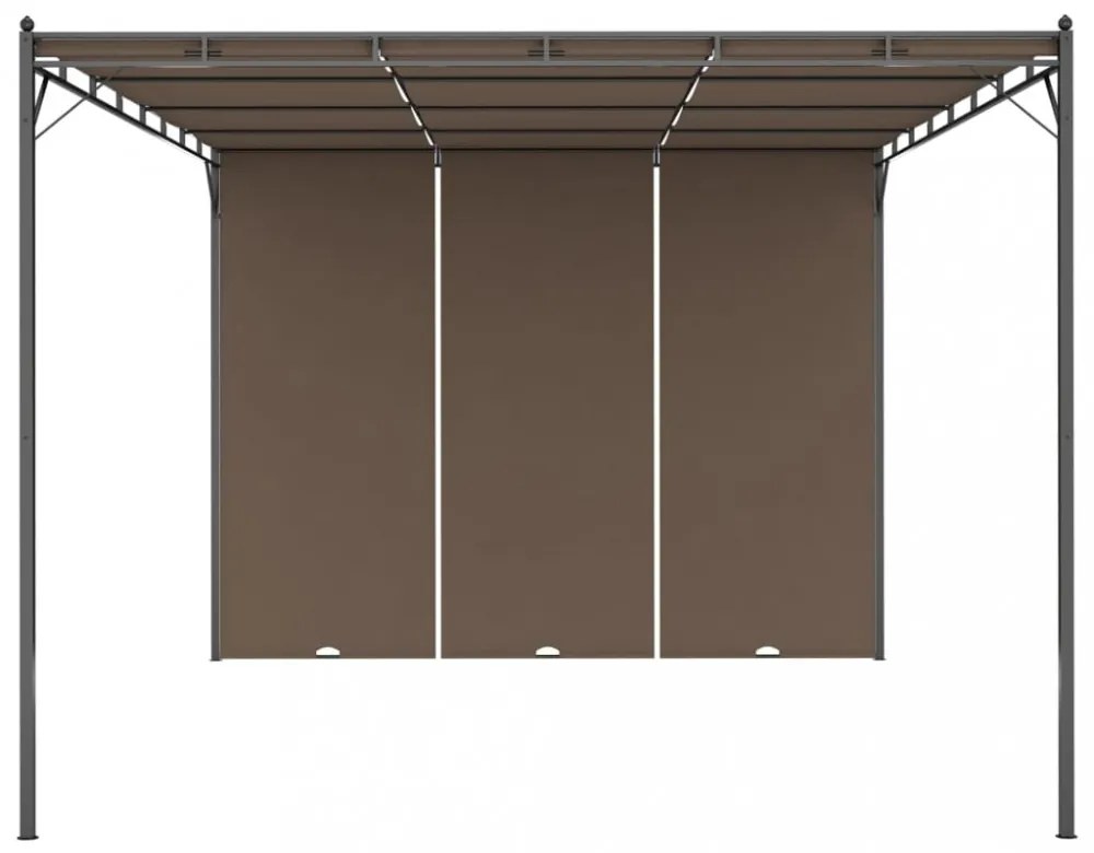 tópszínű kerti pavilon oldalfüggönnyel 4 x 3 x 2,25 m