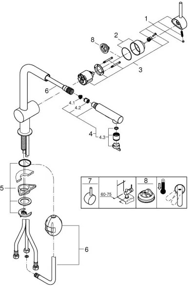 GROHE 30274DC0 - Mosogató csaptelep, rozsdamentes acél