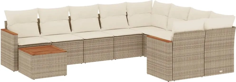 vidaXL 10 részes bézs polyrattan kerti ülőgarnitúra párnával