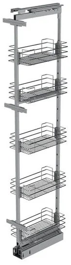 Konyhai fémrács, kamravasalat, 400mm, króm, teljes kihúzású, csillapított záródás, 1880-2180mm, 5 kosár SIGE, Green Line 265