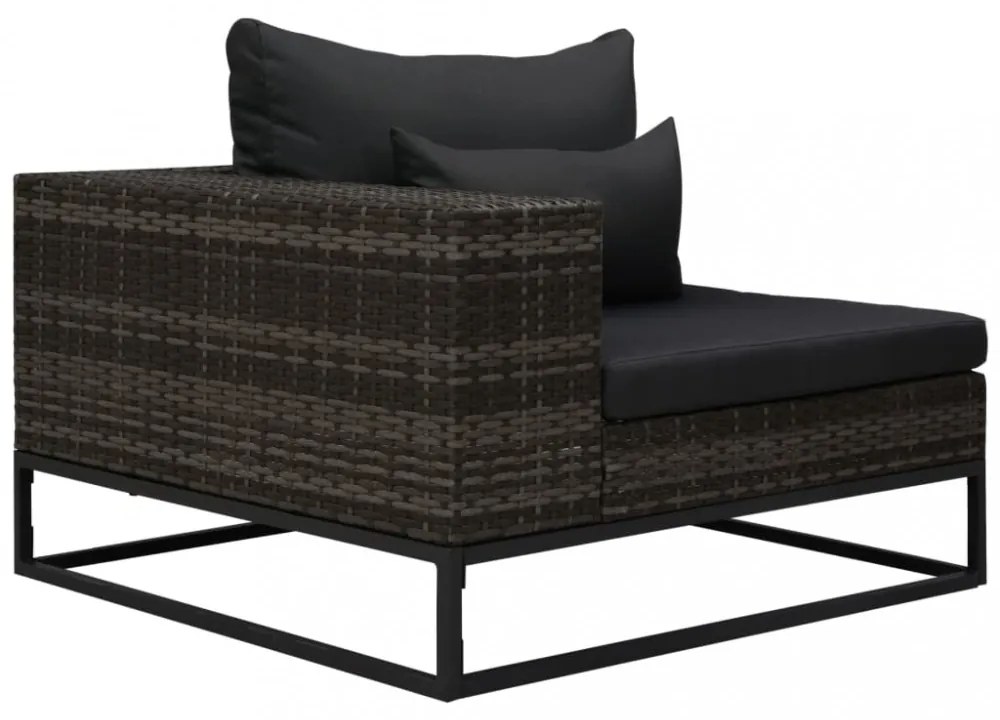 5 részes szürke polyrattan kerti bútorszett párnákkal