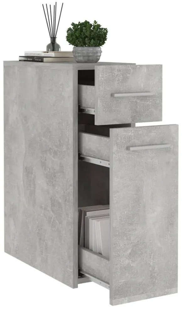 betonszürke szerelt fa patikaszekrény 20 x 45,5 x 60 cm