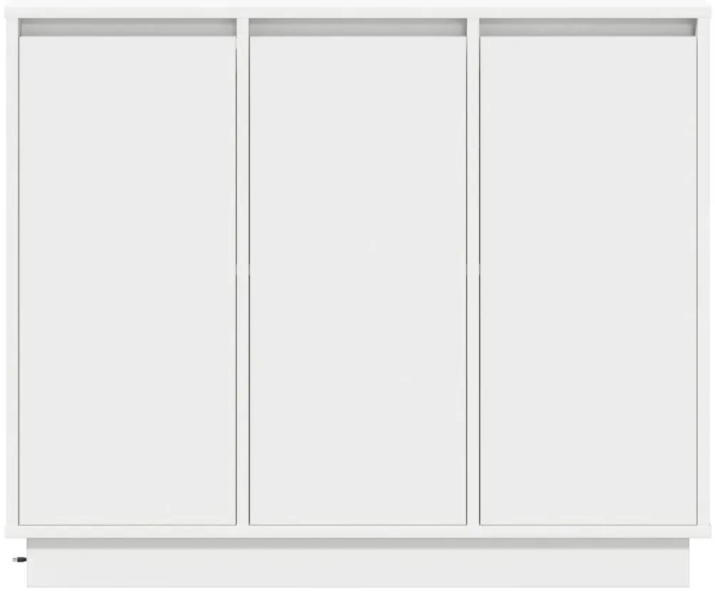 LED-es oldalpanel, fehér, 90x32x75 cm, mérnöki fa