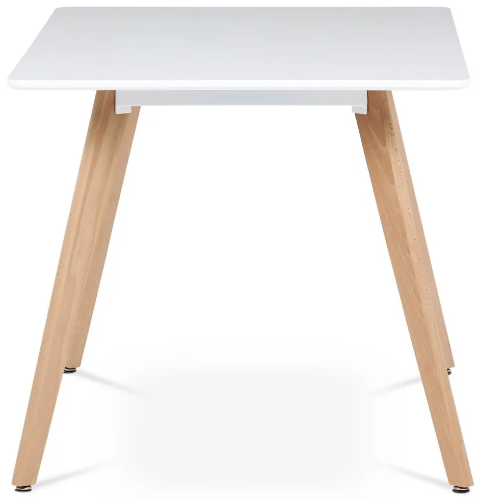 Masă de Bucătărie 120x80x74 cm, MDF, lac alb mat, picioare din fag masiv. DT-313