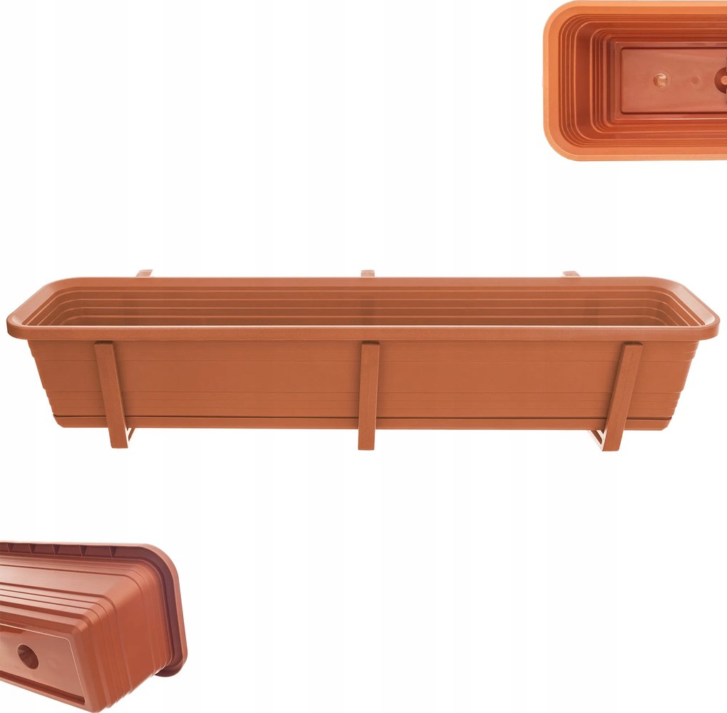 Erkélydoboz Virágtartó 80cm Fogantyúk Állvány Erkély Korlát