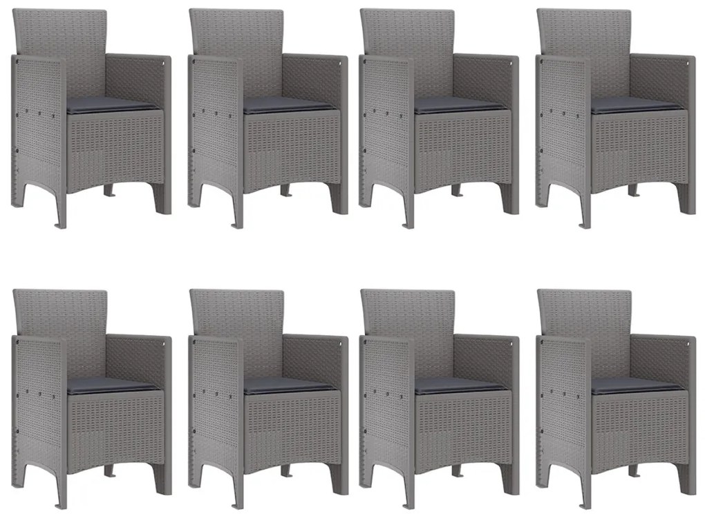 9 Részes Kert Étkező Szett párnákkal Fehér Poly Rattan