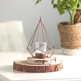 Fém teamécsestartó üvegbúrával 20 cm 1 gyertya