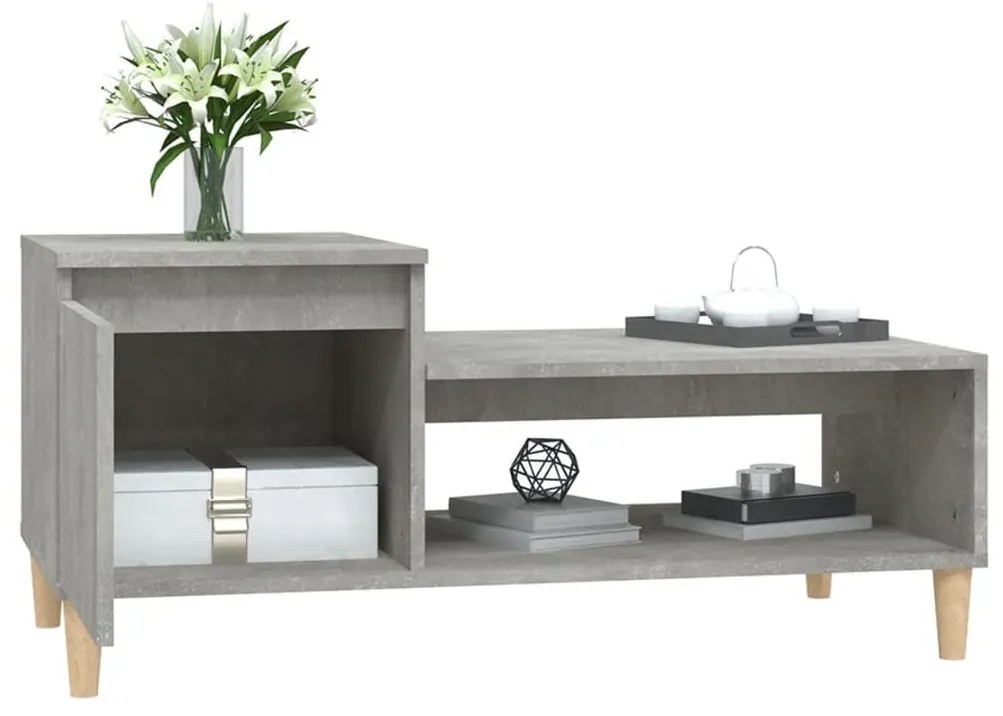 Betonszürke szerelt fa dohányzóasztal 100 x 50 x 45 cm