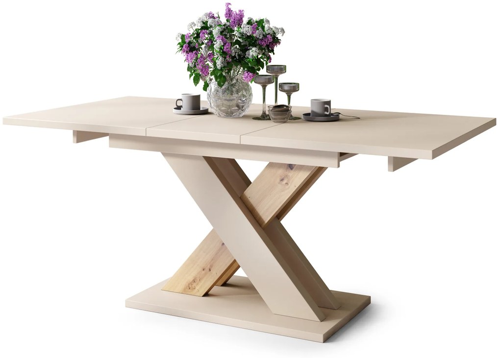 Mazzoni KARO Bézs (Pezsgő)/Artisan Tölgy - MODERN 180 cm-re BŐVÍTHETŐ ASZTAL!