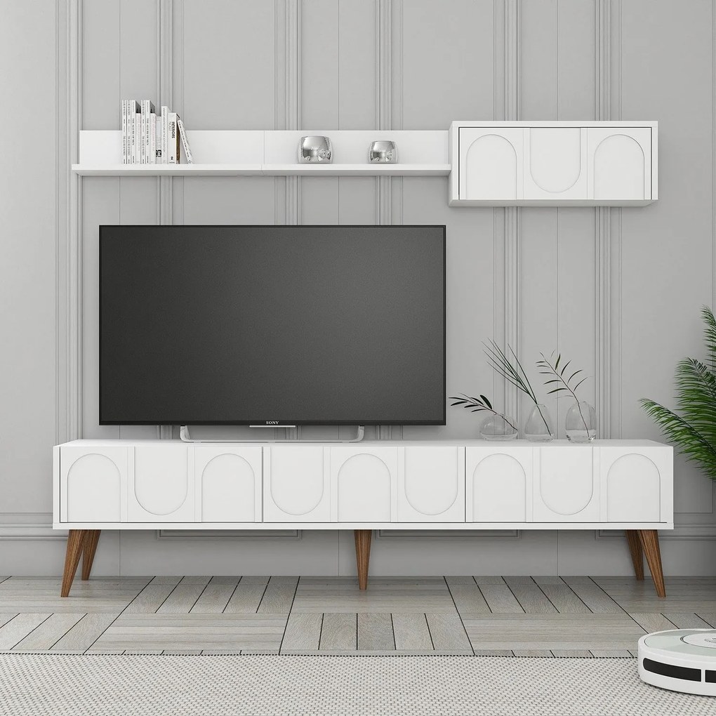 TV szekrény Lyon 2 - Fehér, Diós
