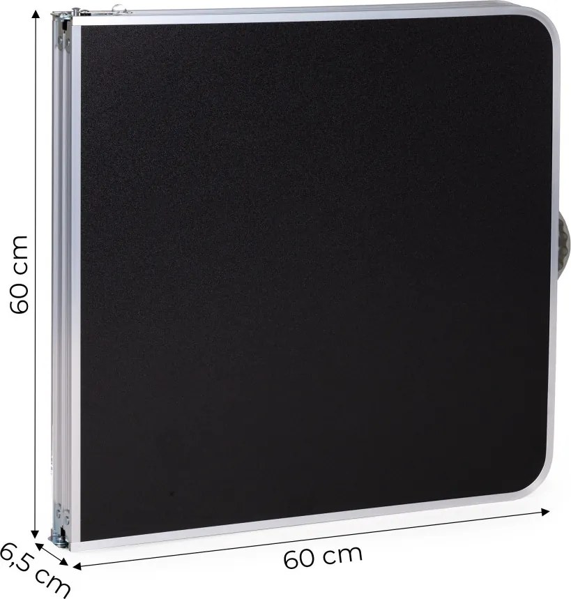 Kerti asztal, MultiGarden GMFC-FY12060, fekete, 120 x 60 cm, összecsukható, állítható magasság (60–70 cm), hordfogantyúval, teherbírás: 50 kg