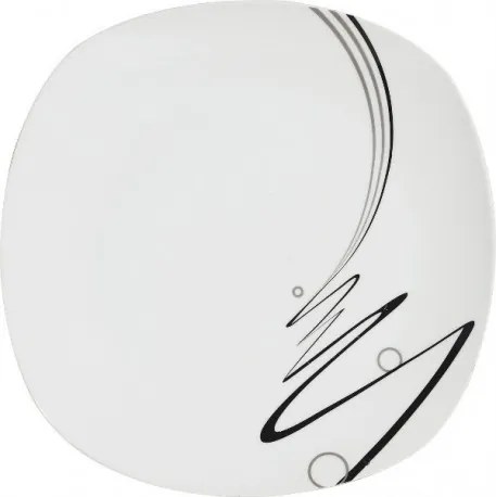 Mélytányér négyzet alakú díszített szalaggal 22,5 cm