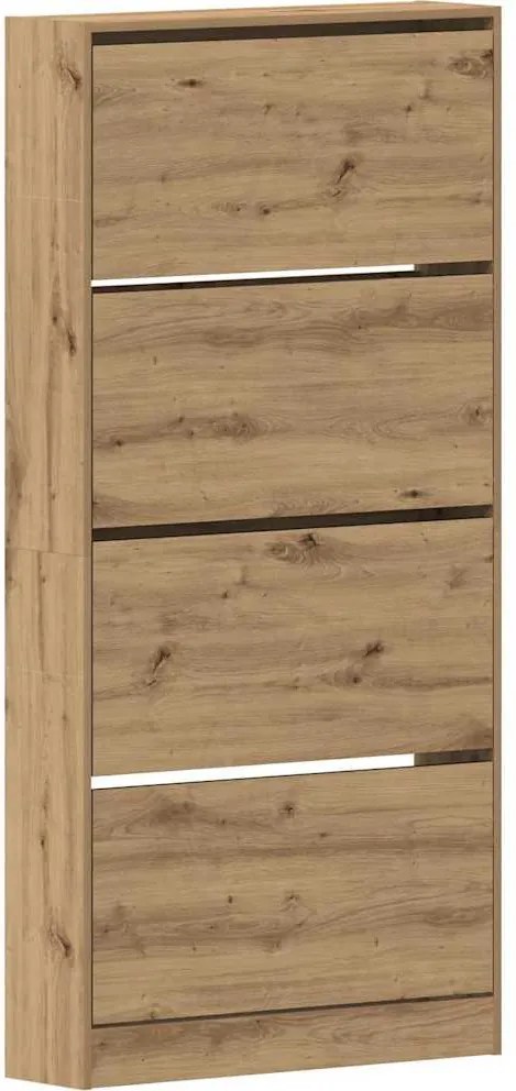 vidaXL Cipőszekrény polcokkal Artisan tölgy 80 x 21 x 163,5 cm Faanyag