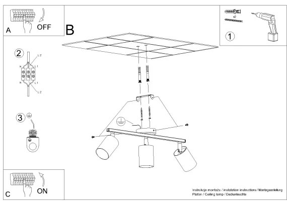 Sollux SL.1128 - Spotlámpa LEMMI 3xGU10/40W/230V fekete