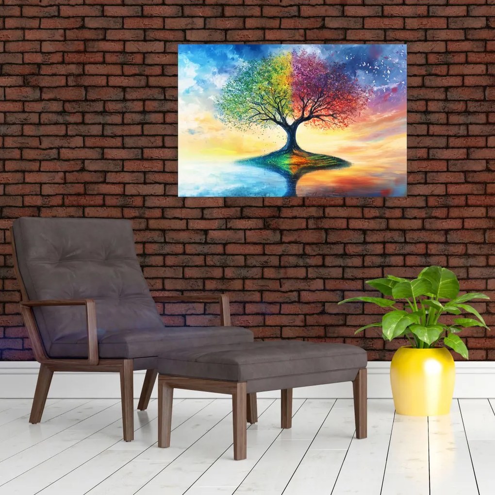 Kép – Évszakok festett fája (90x60 cm)