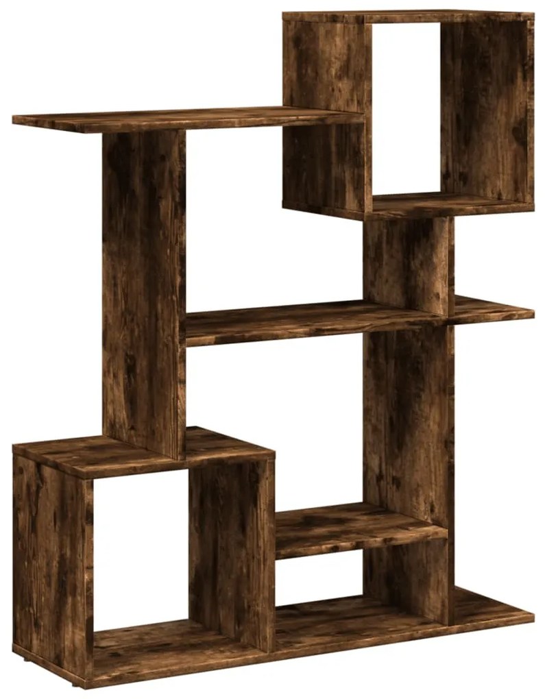 füstös tölgy szerelt fa elválasztó könyvespolc 92x29x112 cm