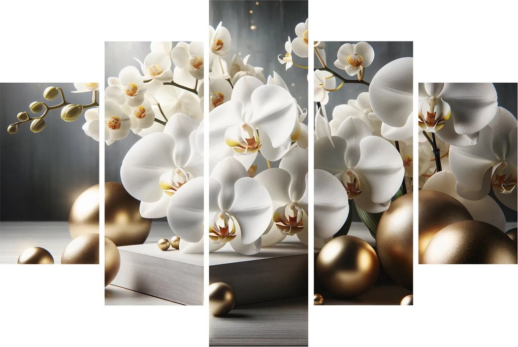 Kép - Orchidea és aranygolyók (150x105 cm)