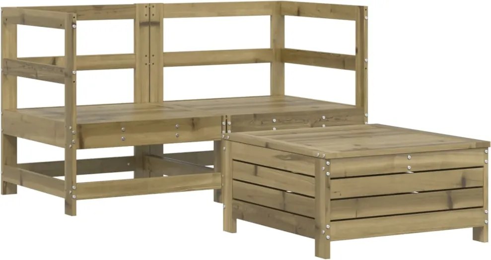 vidaXL 3 részes impregnált fenyőfa kerti kanapészett