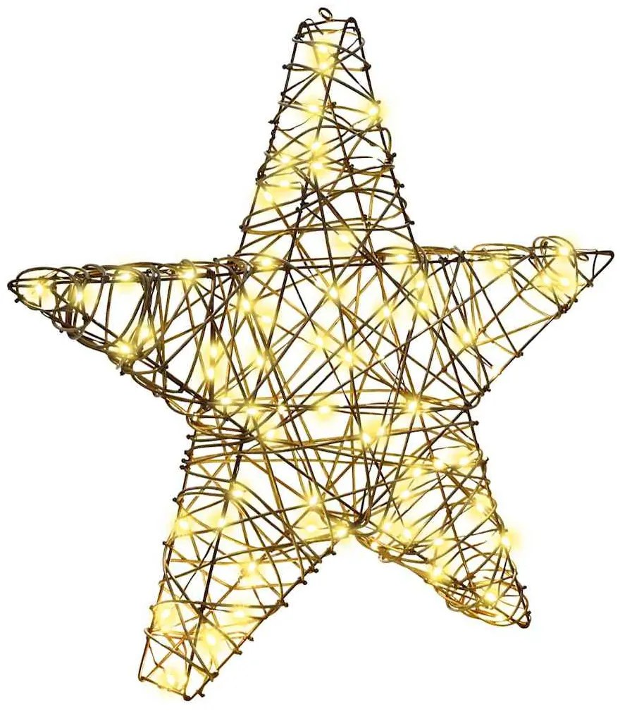 3D Csillag 50 LED-del Meleg fehér 55 x 52.5 x 9 cm Rattan