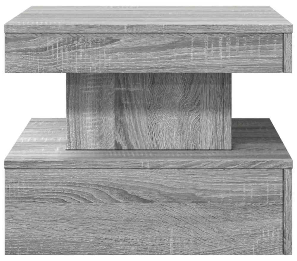 szürke sonoma színű dohányzóasztal LED-lámpákkal 50x50x40 cm