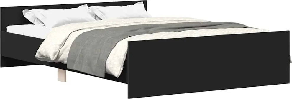 vidaXL fekete ágykeret fej- és lábtámlával 135 x 190 cm