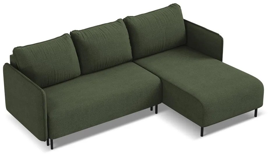 Zöld kinyitható-tárolóhelyes sarokkanapé (jobb oldali) Luana – Makamii