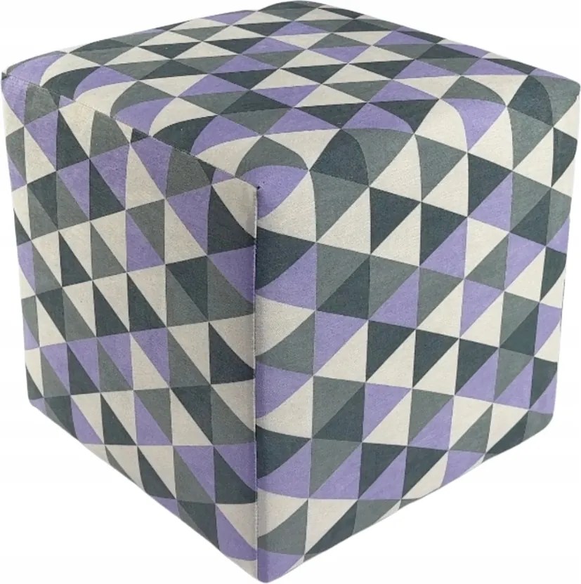 Négyzet alakú puff mercure lila háromszögek