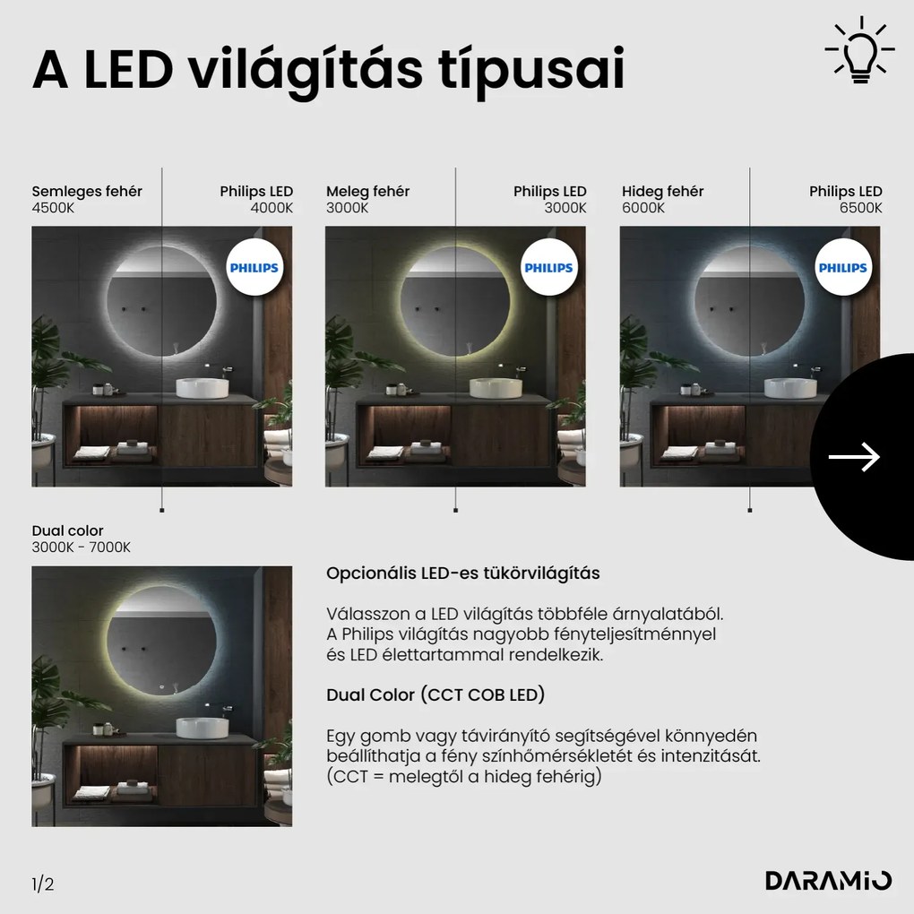 Atipikus tükör LED világítással G3