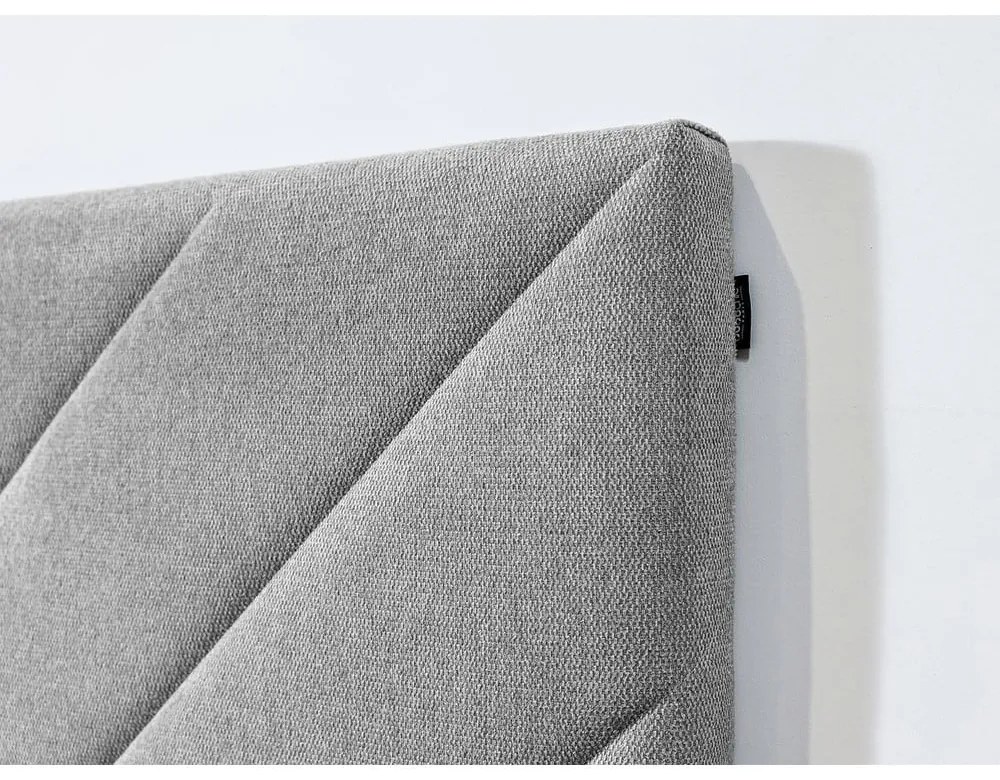 Világosszürke kárpitozott franciaágy ágyráccsal 160x200 cm Romane – Bobochic Paris