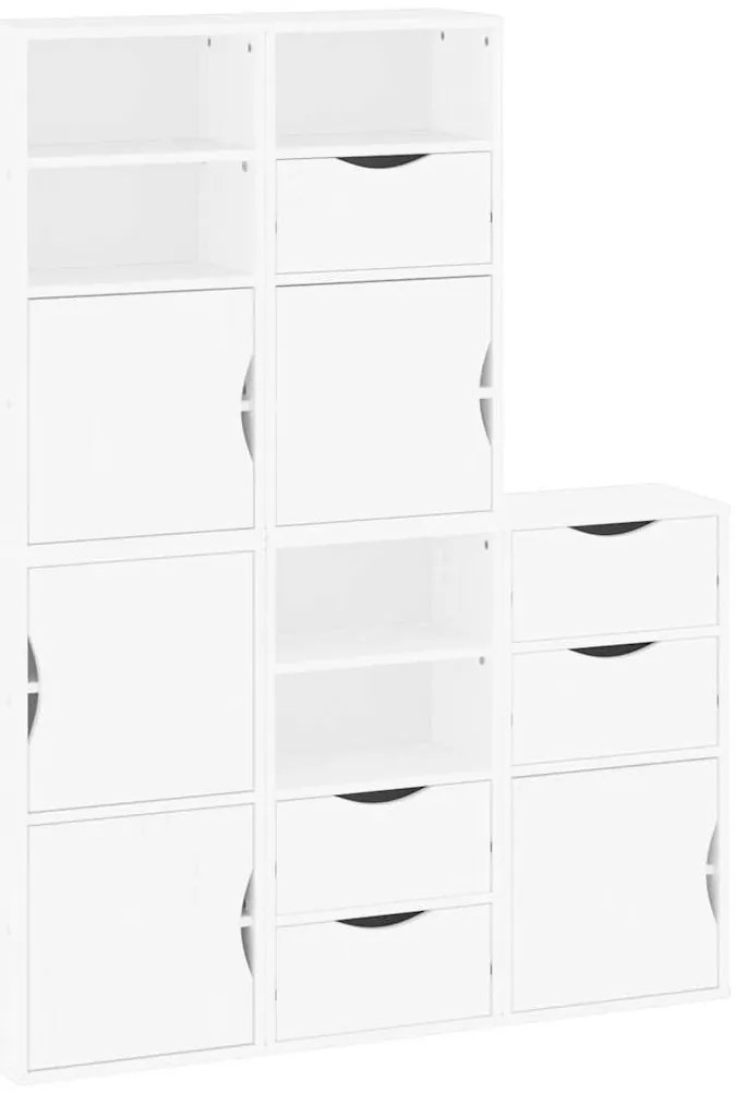 5 db fehér tömörfa fenyőfa oldalsó szekrény ODDA 40x24x79 cm