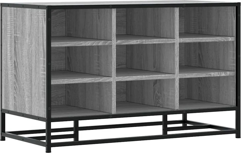 vidaXL cipőpad szürke Sonoma 84x40x53,5 cm Gépi fa és fém