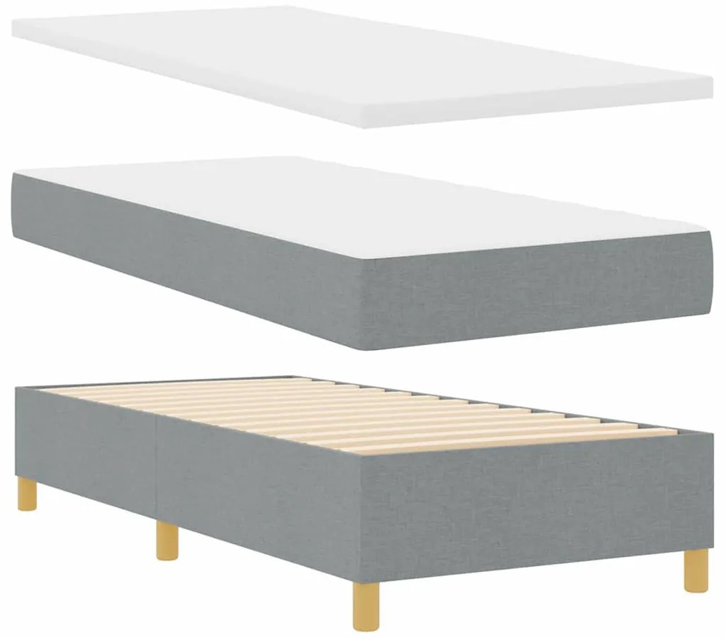 Box Spring ágy matracmal Világosszürke 100 x 200 cm szövet