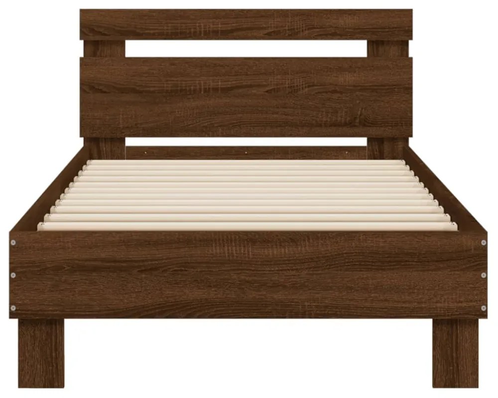 barna tölgy színű fejtámlás ágykeret matrac nélkül 75 x 190 cm