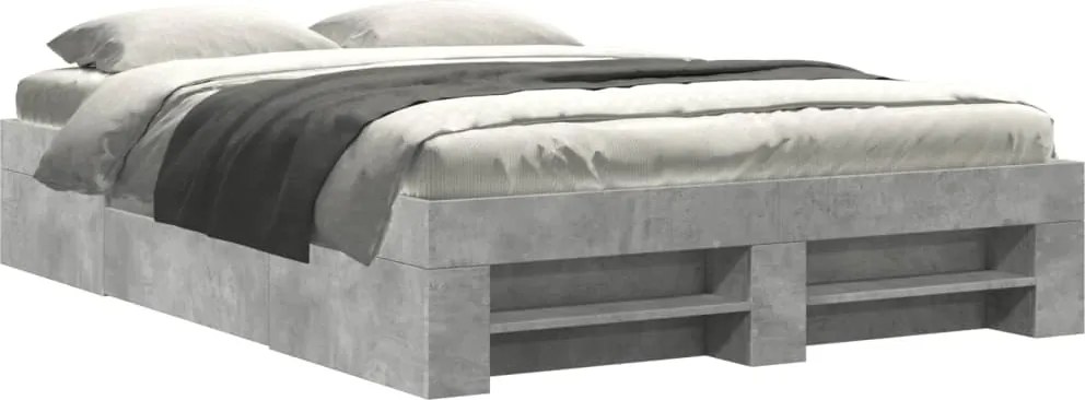 vidaXL betonszürke szerelt fa ágykeret 140x190 cm