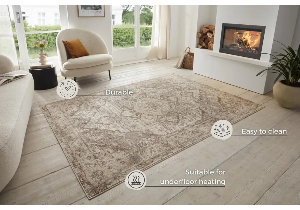 Bézs-krémszínű szőnyeg 200x280 cm Terrain Designer Sand – Hanse Home