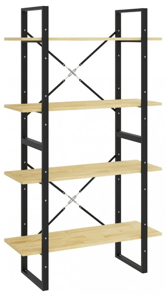 négyszintes tömör fenyőfa könyvszekrény 80 x 30 x 140 cm