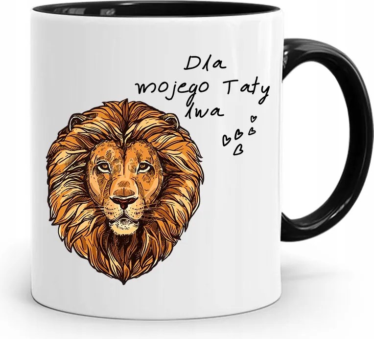 Fekete Apák Napi Ajándék Bögre Oroszlán Apukáknak fényképes nyomtatással