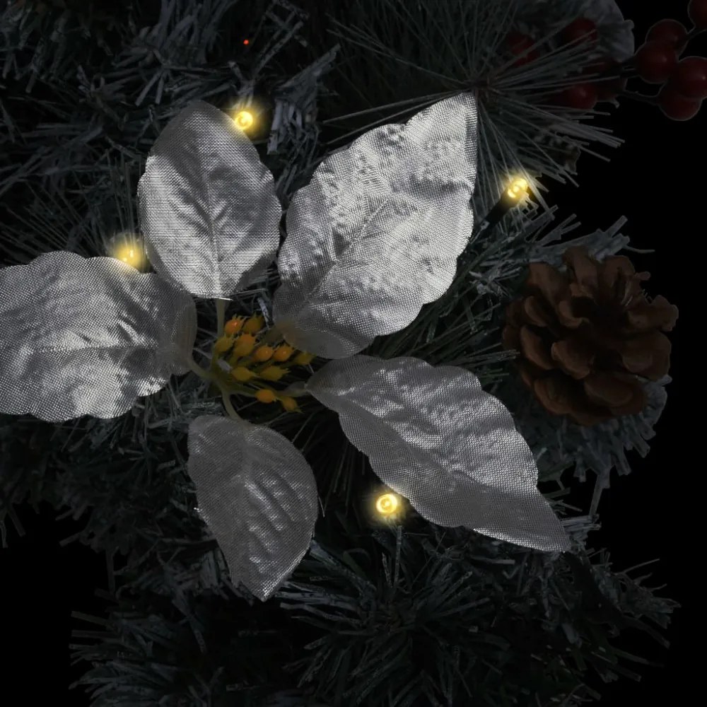 Zöld pvc karácsonyi koszorú led-lámpákkal 60 cm