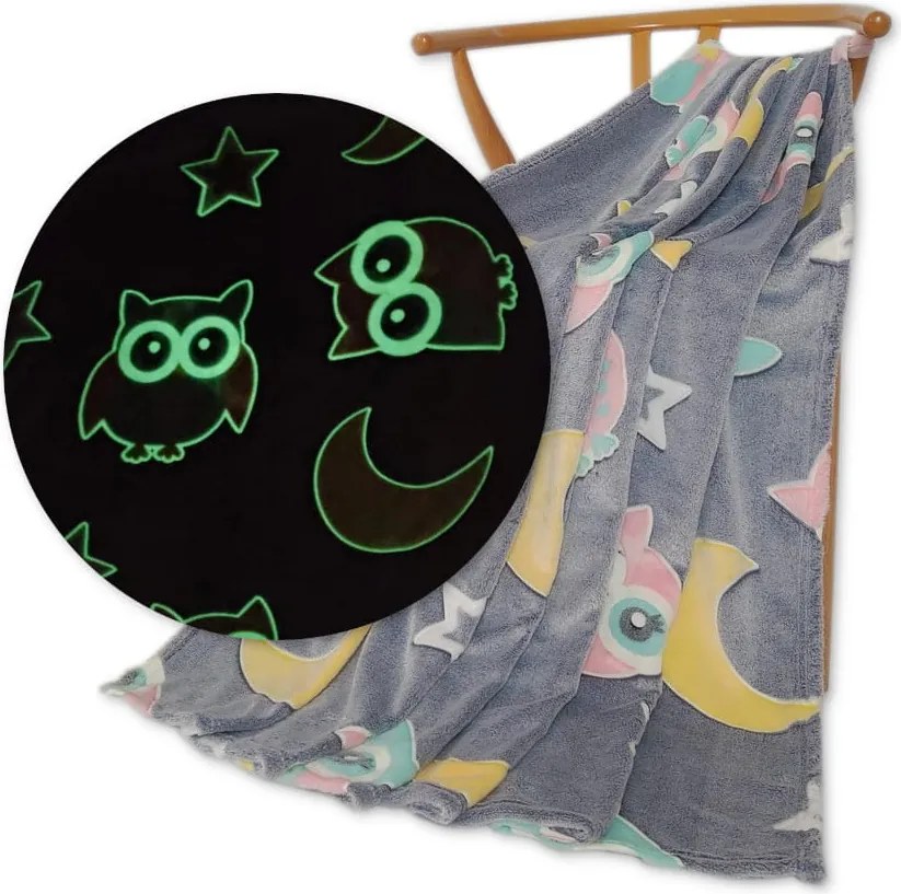 Sötétben Világító Takaró 150x200 Színes Bagoly 02