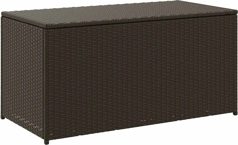 Barna Polyrattan Kerti Tárolóláda 100 X 50 X 50 Cm