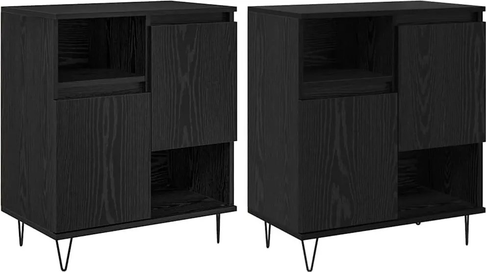 vidaXL Széf 2 pcs Fekete tölgy 60 x 35 x 70 cm