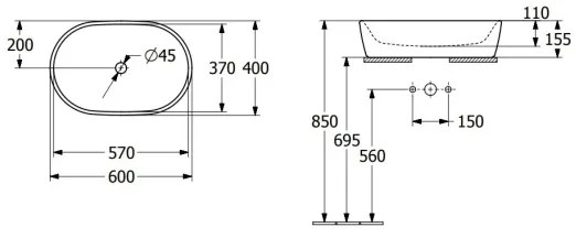 Villeroy & Boch 5A266001 - Ráültethető ARCHITECTURA mosdó 60x40 cm kerámia/fehér